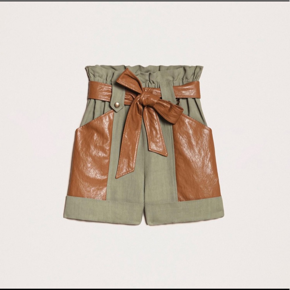 Twinset Canvas and faux leather shorts - Picture 2 of 7